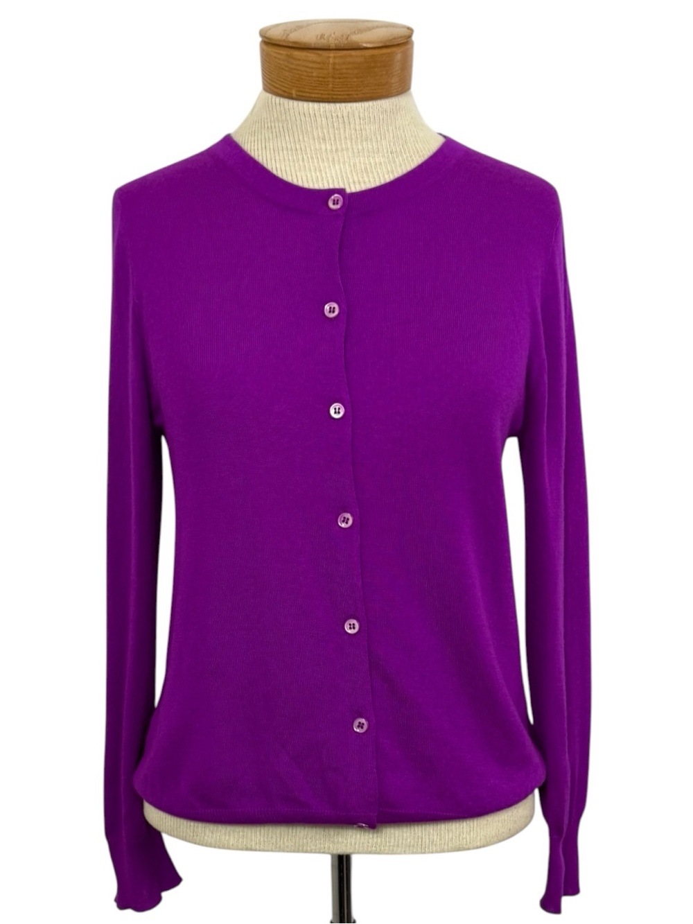 Luxury J.Crew 100% Italian Featherweight Cashmere Cardigan Magenta Med